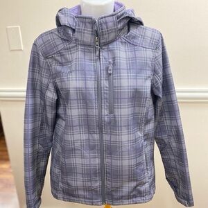 Columbia Lavender Plaid Womens Jacket. XL. Extra large. Fleece lined hood